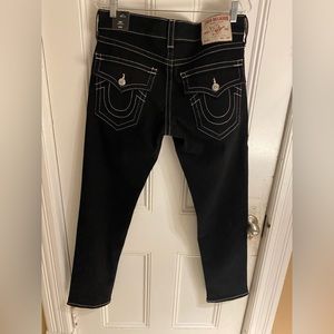 Ricky Super T true religion relaxed slim black jeans size W32 for men.